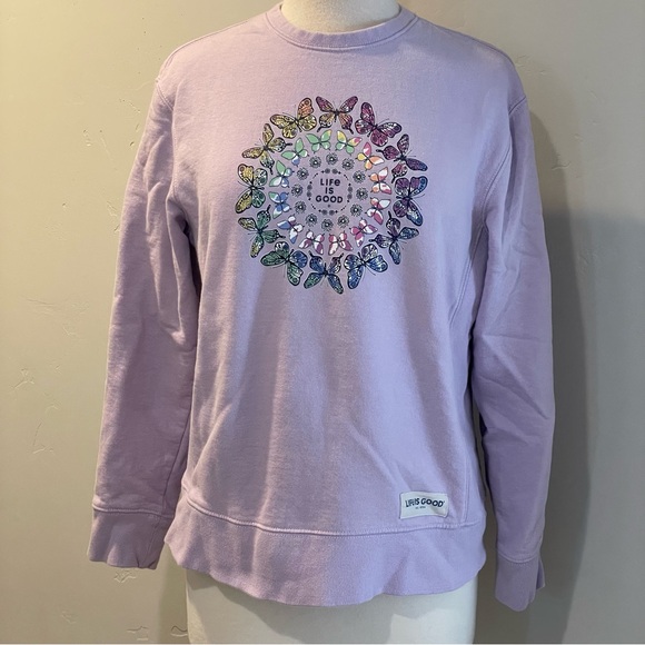 Life Is Good Tops - Life is Good Tie Dye Butterfly Mandala Sweatshirt
